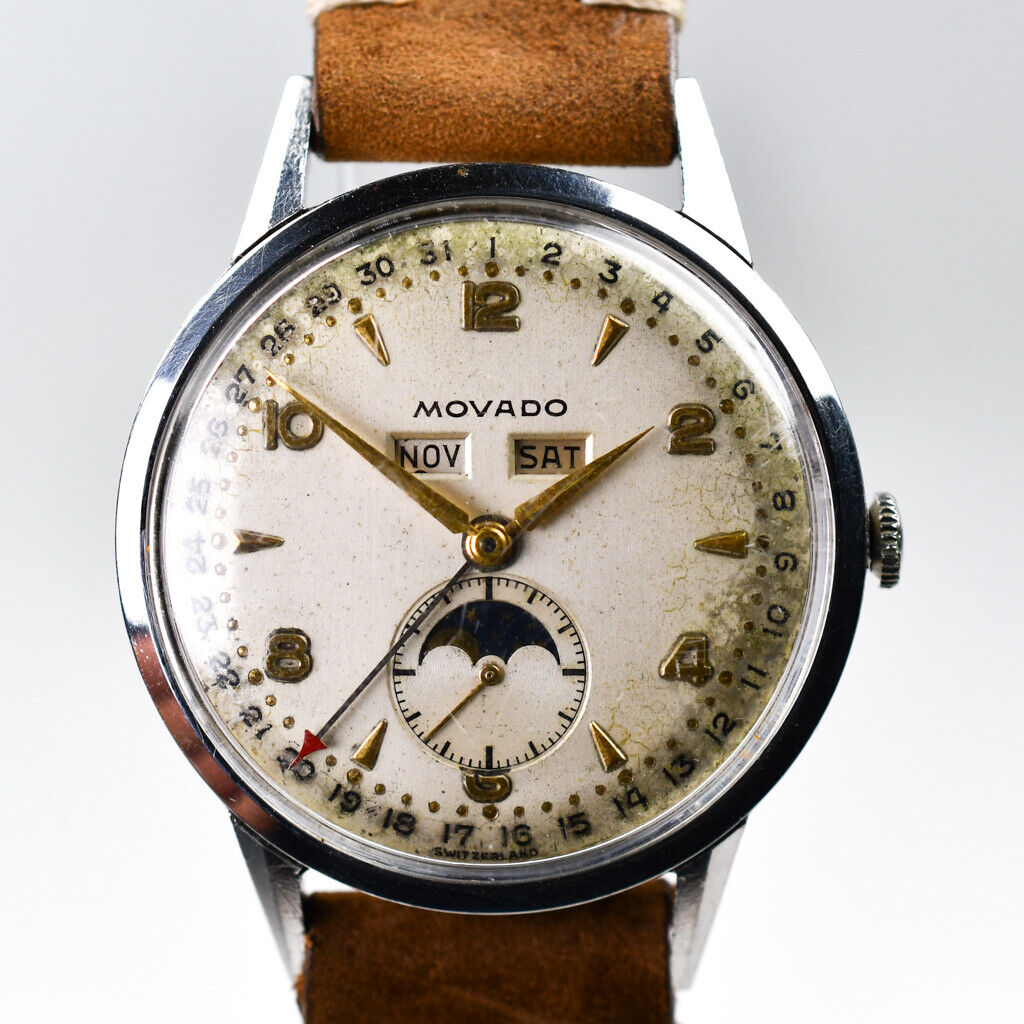 Movado Ref. 14936 Triple Calendar Moon Phase Oversized Cal Movado Ref. 14936 Triple Calendar Moon Phase Oversized Cal