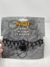 Black Rose Beaded Choker Halloween Costume Gothic Victorian Cosplay Necklace