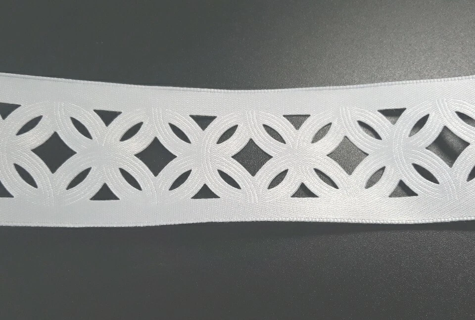 Cinta con bordes de alambre blanco troquelada boda membrillo elegante borde 5 yardas Foto 2 de 4