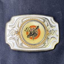 Vintage Belt Buckle Gold White P.A.P Loyal Order Of Moose Solid Brass