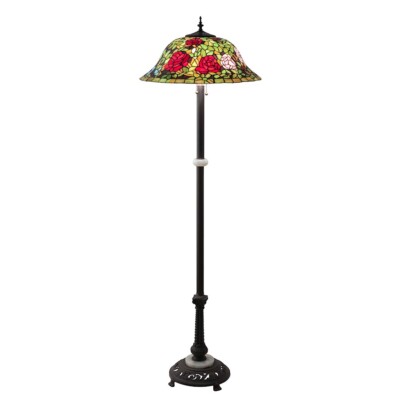 Meyda Lighting 3 Lt 62'' High Tiffany Rosebush Floor Lamp, Ruby/Green - 27821