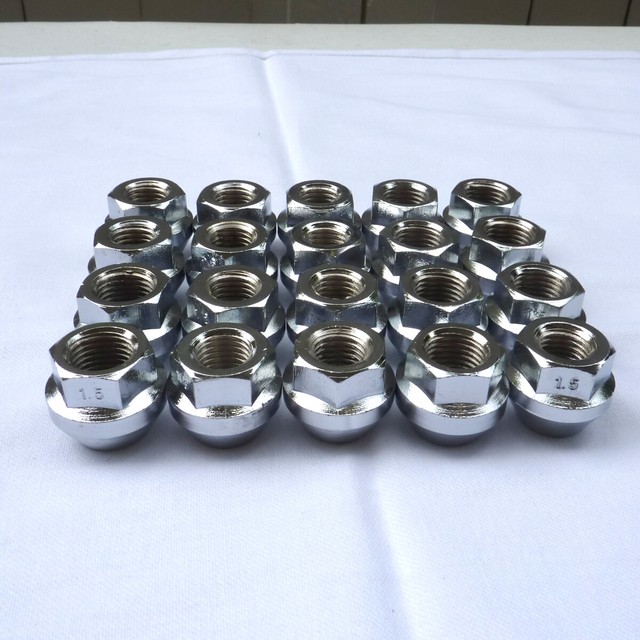 20 PCs 12x1.5 OPEN END BULGE ACORN STYLE LUG NUTS 3/4 HEX CHROME FINISH