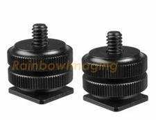 2 Pcs Hot Shoe to 1/4"-20 Male Post Adapter for Tripod, Led light, Monitor