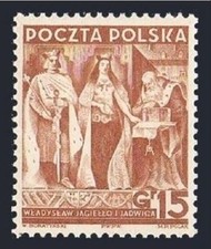 Poland 339 two stamps,MNH.Mi 355. King Ladislas II Jagello,Queen Hedwig,1939.