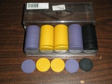 100 Vintage Unused MULTICOLOR Standard Interlocking Diamond Plastic Poker Chips.
