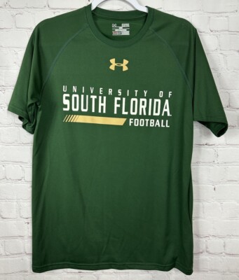 USF Bulls Shirt Green SS Loose Heat Gear Under Armour Florida NCAA Sz S GUC