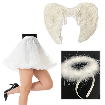 Weißer Engel Kostüm Halloween heller Engel Outfit Kostüm Zubehör Konvolut