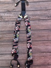 Vintage Men  s 100 Silk Railroad Train Theme Suspenders By Addiction Fun Quirky