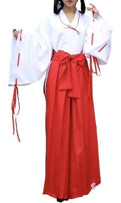Lady Lazy Shrine Maiden Cosplay Hakama Set Red Long Free Size