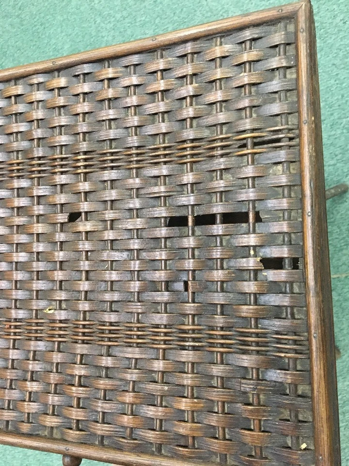 антикварная швейная корзина Heywood Wakefield подставка плетеная полка ротанг коробка для хранения  - Изображение 4 из 4