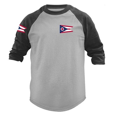 State of Ohio Flag Crest OH Graphic 3/4 Sleeve Raglan