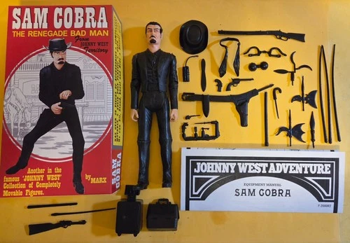 Outlaw Sam Cobra Badman figure + box + 30 Accessories + manual copy Marx West