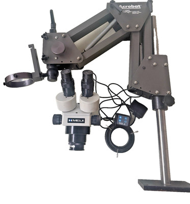 MEIJI EMZ 5 MICROSCOPE WITH GRS ACROBAT STAND LED LIGHT. LOCAL PICK UP ONLY