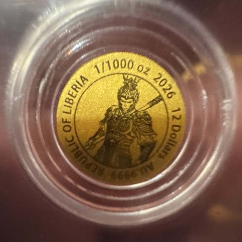 2026 Liberia $12 Sun Wukong 1/1000 oz .999 Gold Coin ICG MS70