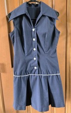womens VINTAGE 1970  s navy blue  white Button Up ROMPER one piece, Size 13