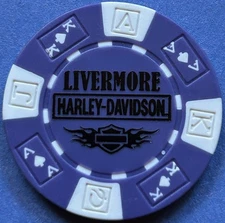 Harley Davidson A/K/Q/J Poker Chip Livermore HD in Livermore, CA      CLOSED