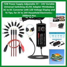72W Power Supply Adjustable 3V 24V Variable Universal Switching AC/DC Adapt...