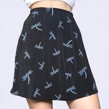 Jazz Sport Vintage Black Dragonfly Print Mini Skirt Size M
