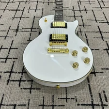 Classic White lp Electric Guitar abalone headstock solid body HH pickups