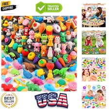 90 Pack Animal Erasers for Kids Bulk Desk Pets Classroom Prizes Treasure Box ...