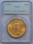 1924  $20 Saint-Gaudens  PCGS MS61  Gold Double Eagle OGH old rattler holder!!!!
