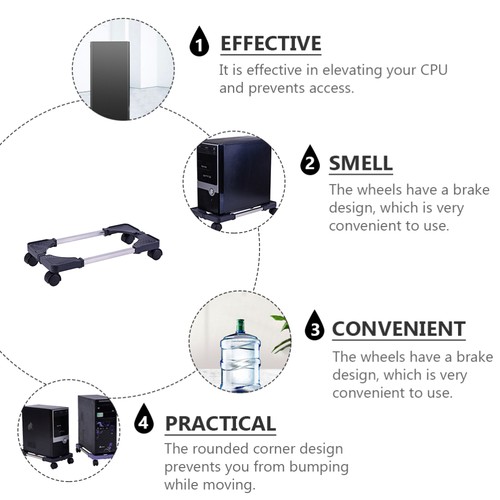 Support CPU Mobile Réglable Cadre Main Ordinateur pour PC avec Roues - Photo 10/12