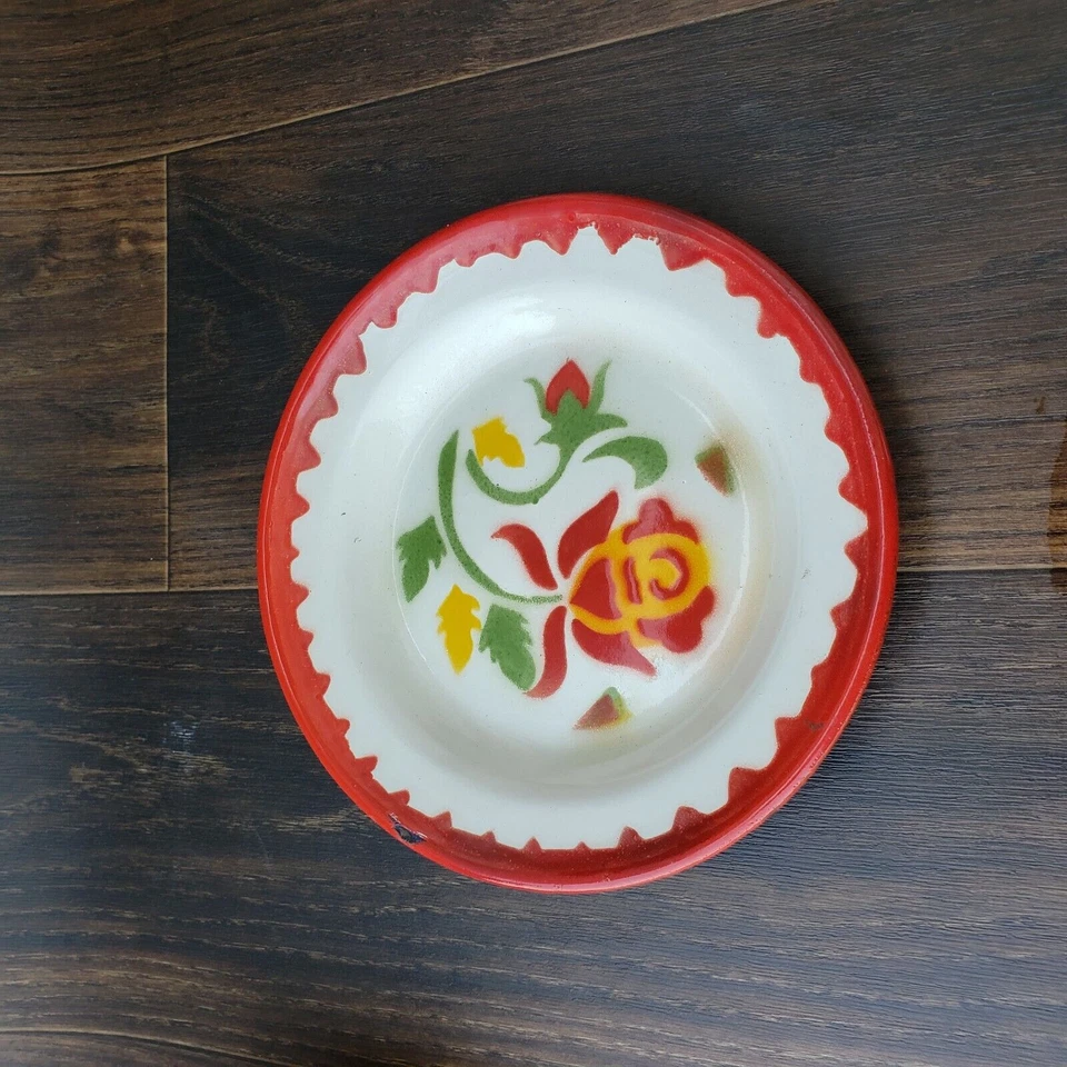 Collectible Set of Porcelain Enamel Bowl and Plate Vintage style Enamel Cookware - Image 4 of 4