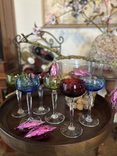 Val Saint Lambert Saumur 6 Überfang-Kristall Sektschalen Signiert 18 Cm TOP