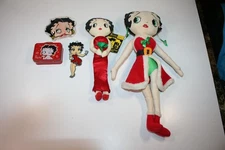 Lot of 5 Betty Boop lunch box, cheerleader, Christmas, Coin Purse, Acrylic stain