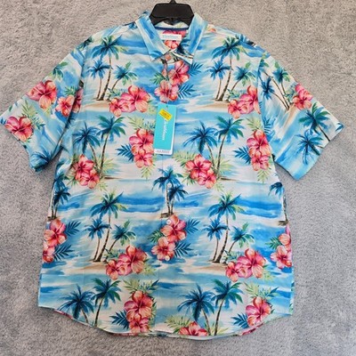 Caribbean Isle Breeze Performance  Shirt Mens Size XL NEW NWT Tropical Palm Tree