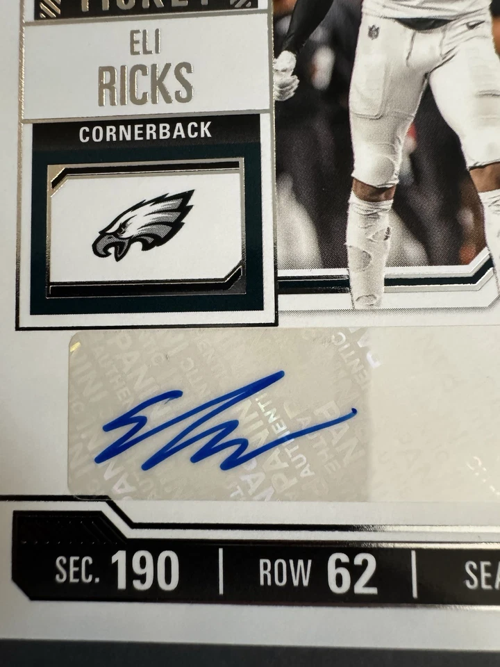 2023 Panini Contenders Eli Ricks Rookie Ticket Auto RC Philadelphia Eagles - Image 3 of 4