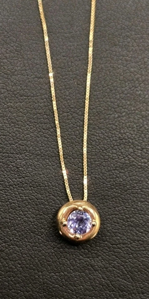 14k Italian Gold Iolite Pendant Necklace - image 2 of 4