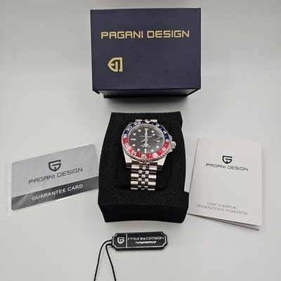 Pagani Design GMT PD-1662 Master Armbanduhr Herren mit Datum Automatik Edelstahl