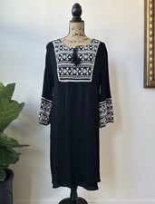 A.N.A. (A New Approach) Black Embroidered Bohemian Dress Size XL 