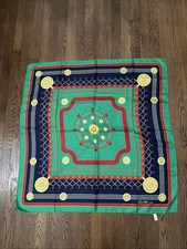 Celine 90cm Silk Scarf - Green/Blue/Red/Gold