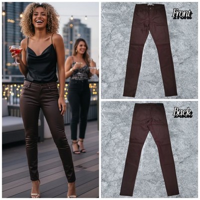Vero Moda Pantaloni Magra in Ecopelle Marrone Rossiccio Donna Taglia Media 32 