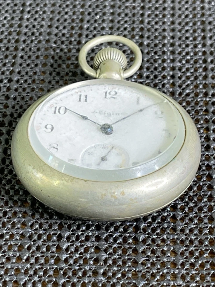 1903 Elgin Pocket Watch Grade 208 Model 5 18s 7j Fahys Oresilver Case For Repair - Image 2 of 4