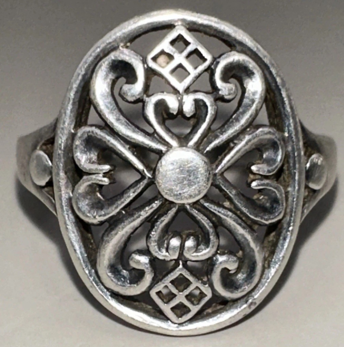 Scroll Design Open Sterling Silver Ring Size 6.5(… - image 1