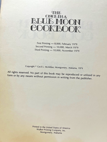 The Once in a Blue Moon Cookbook, Montgomery Alabama, Signed 1st Edition Recipes - Picture 5 of 10