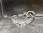 Vintage Steuben Crysyal Art Glass Snail Scroll Handle Bowl  Signed