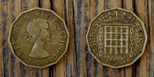 United Kingdom 3 Pence 1955 Coin Queen Elizabeth II