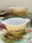 Classic Vintage Pyrex Forest Fancies Mushroom Patterned Mixing Bowls Set Of 2
