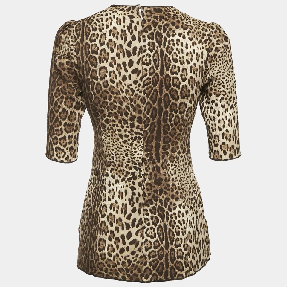 Blusa Dolce Gabbana Marrón Estampado Leopardo Seda S Foto 2 de 4