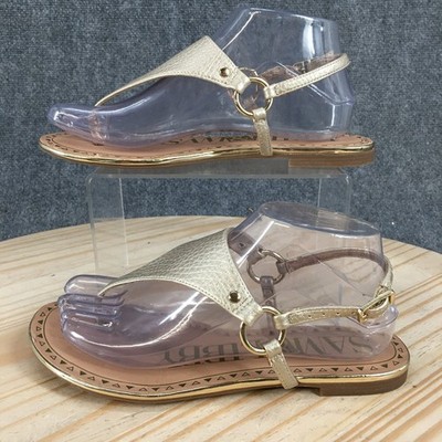 Sam & Libby Sandals Womens 7.5 Slingback Toe-Post Casual Comfort Low Top Gold