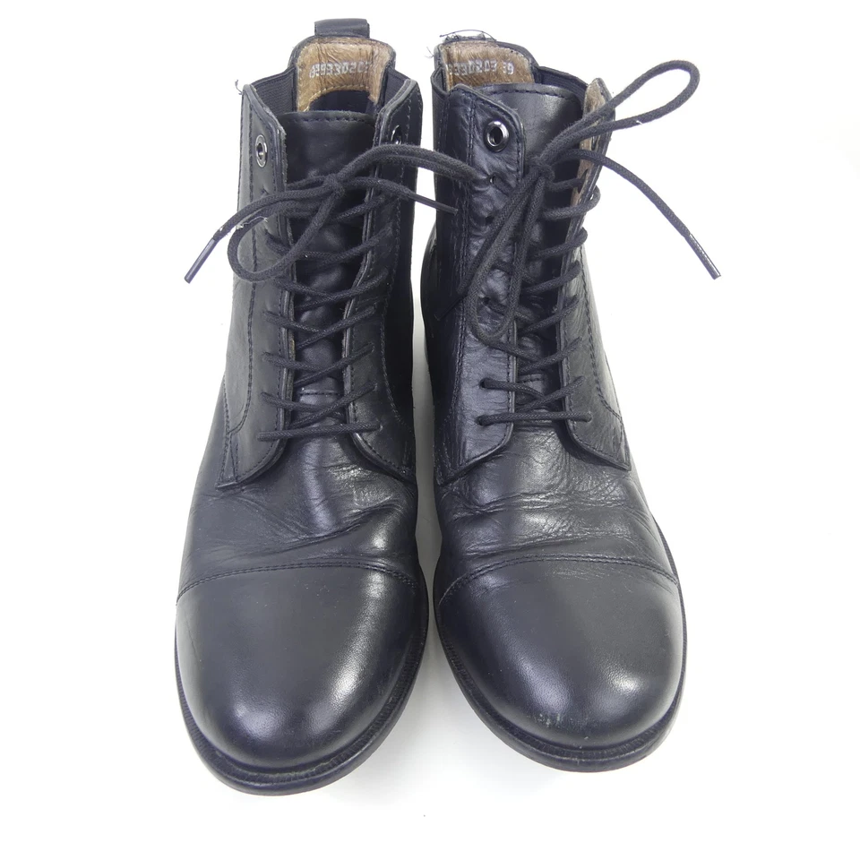 AKIRA Boots Stiefeletten Ankle Boots Schnürung Leder Schwarz Gr. 39 - Bild 3 von 4