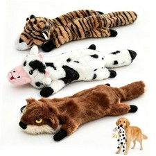 Dog Toys 3 Pack No Stuffing Dog Squeak Toys for Small Medium Breed Flat Dog