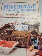 Vintage 1970's Macrame Patterns Country Baskets Pattern Plaid 7824