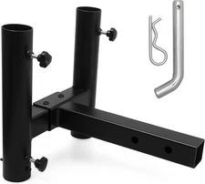 Hitch Mount Dual Flag Pole Holder for 2" Receiver – w/ Pin & Clip 8.5"/11.5" NEW