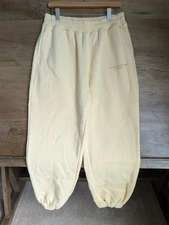 Comfrt Pastel Edit Sweatpants Womens Large Yellow Elastic Waist Tapered Leg NWT