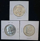 Nice set of 3 Ben Franklin Half Dollars 1958.  Lot of 3